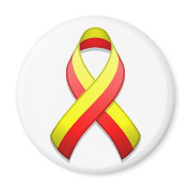 Red and Yellow Awareness Ribbon Magnet