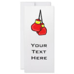 red and yellow hanging boxing gloves rack cards