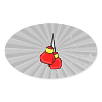 red and yellow hanging boxing gloves oval sticker