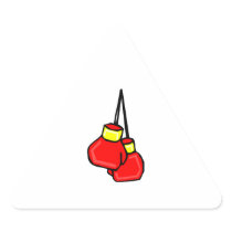 red and yellow hanging boxing gloves triangle sticker