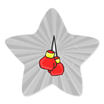 red and yellow hanging boxing gloves star sticker