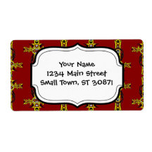 Red and Yellow Orange Crosses Tattoo Art Personalized Shipping Labels