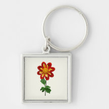 Red and Yellow Single Dahlia Keychains