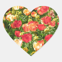Red and Yellow Tulips Heart Sticker