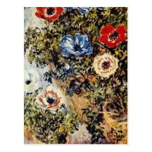 Red Anemones, Claude Monet flowers Post Card