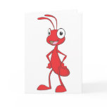 Red Ant Standing Arms on Waist Cartoon Shirt cards