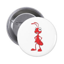 Red Ant Standing Arms on Waist Cartoon Shirt Pins