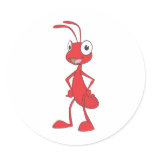 Red Ant Standing Arms on Waist Cartoon Shirt stickers
