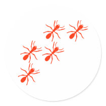 red ant trail round sticker