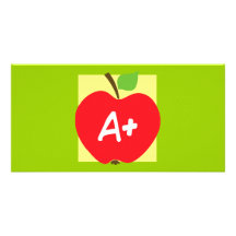 RED APPLE APLUS GRADES SCHOOL EDUCATION TEACHING PHOTO GREETING CARD