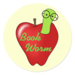 Red Apple Book  Worm Tshirts and Gifts Stickers