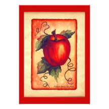 Red Apple Custom Invitation