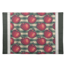 Red Apple Green Plaid Place Mats