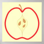 Red Apple Half, on cream background. Poster