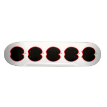 Red Apple Outline. Black centre, Green stem. Skate Decks
