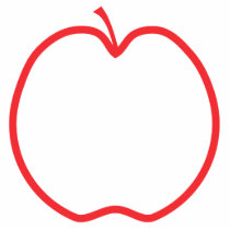 Red Apple Outline, on white background. Photo Sculptures