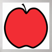 Red Apple with a Black Outline. Print