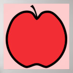 Red Apple with a Black Outline. Posters