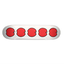 Red Apple with a Black Outline. Skate Board