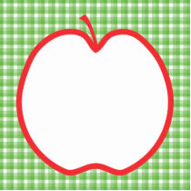 Red Apple. With Green and White Check Background. Photo Cutouts