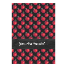 Red  Apples Black Custom Invitation