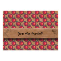 Red Apples Brown Personalized Invitation