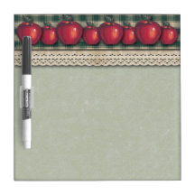 Red  Apples Green Plaid Dry Erase Board