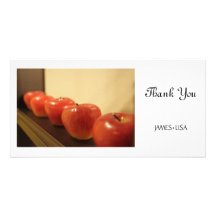 Red apples in a row picture card