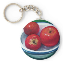 RED APPLES IN OIL PASTEL: VIVID AND BRIGH KEY CHAIN