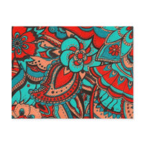 Red & Aqua Flora Postcards
