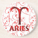 Red Aries Horoscope Symbol Drink Coasters