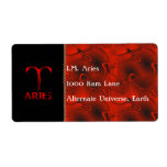 Red Aries Horoscope Symbol Personalized Shipping Label