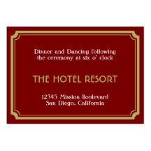 Red art deco retro wedding reception enclosure business cards