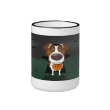 Red Australian Shepherd Halloween Vampire Coffee Mugs