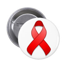 Red Awareness Ribbon Button