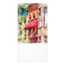 Red Awnings on Brownstone Hoboken NJ Personalized Photo Card