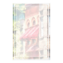 Red Awnings on Brownstone Hoboken NJ Stationery