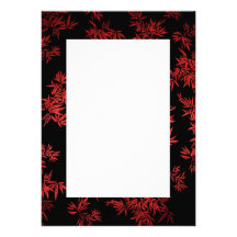Red Bamboo Leaves Border Invitation