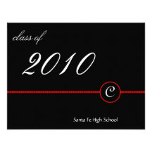 Red Bar Monogram Photo Invitation
