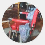 Red Barber Chair Round Sticker