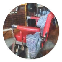Red Barber Chair Round Sticker