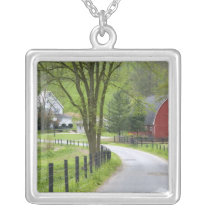 Red barn and farm house near Berlin, Ohio. Pendants