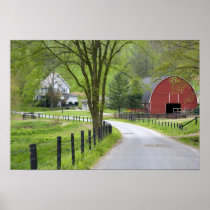 Red barn and farm house near Berlin, Ohio. Print