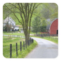 Red barn and farm house near Berlin, Ohio. Stickers