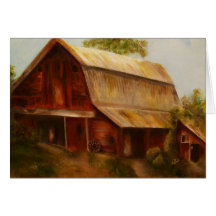 "Red Barn" Art notecard