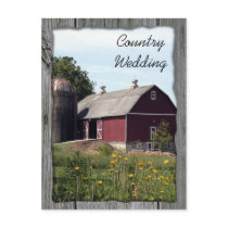 Red Barn Country Wedding Announcement Postcard