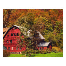 Red Barn in Autumn Photo Art
