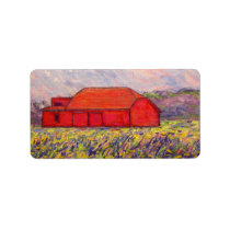 red barn wildflowers art labels