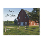 Red Barn with Fence Save the Date Announcement postcards