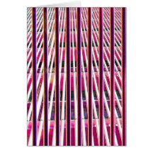 Red Bars & Grid Abstract Art Pattern 3 Card
